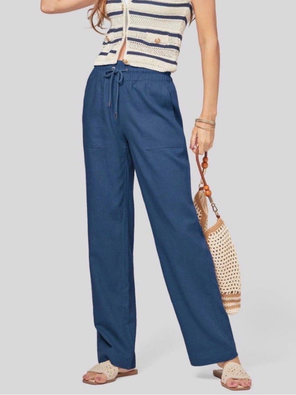 Willit Women’s Linen Easy Wide -Leg Pants  
27” Inseam Size L